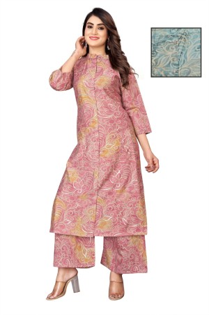 Latest designer muslin cotton pink cord set